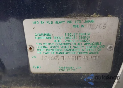 2005 Subaru Forester 2.5Xs L.l. Bean z USA, uszkodzony, nr VIN JF1SG67645H744474